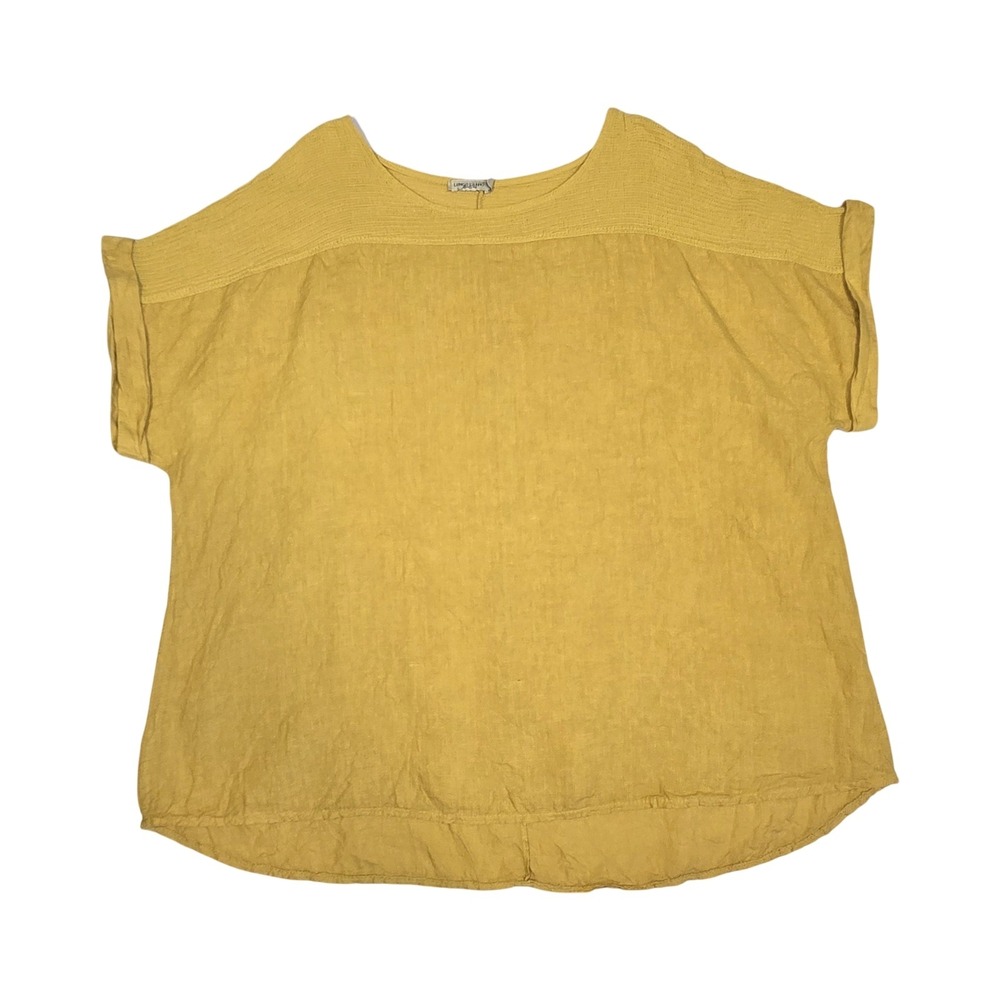 Mustard yellow linen lagenlook tunic / PLUS SIZE 2X / Italy, boho, beach, summer
